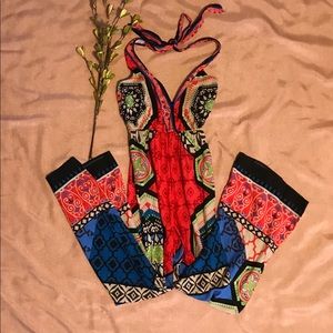 Tribal Print Halter Jumpsuit